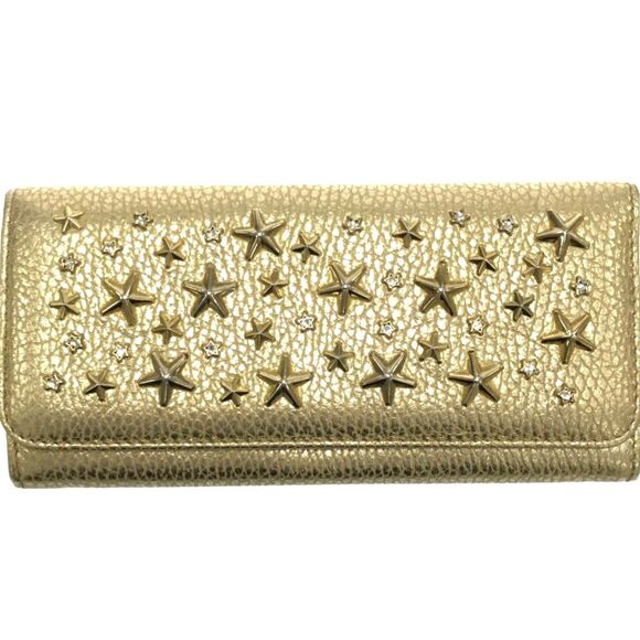 Jimmy Choo Star Studded Gold Leather - Picture 1 of 8